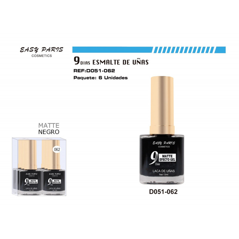 LACA DE UÑAS 9 DIAS NGR MATE 6/U
