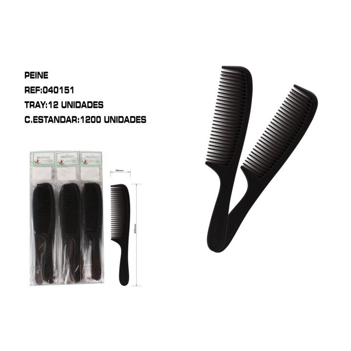 PEINE NEGRO CON MANGO 12/U