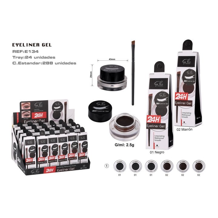 EYELINER GEL 24H NGERO/MARRON 24/U