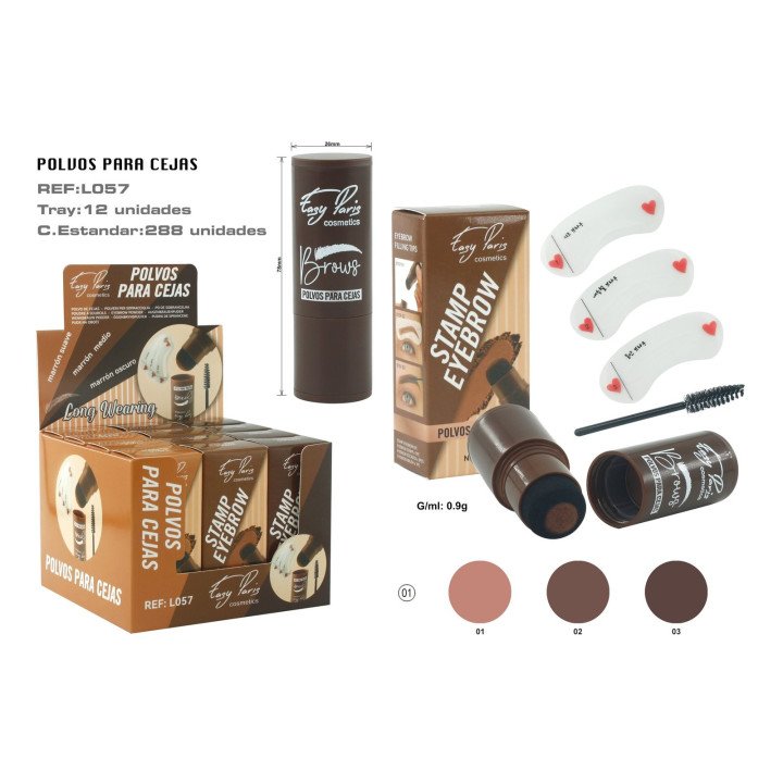 STAMP EYEBROW POLVO DE CEJAS 3 COLORS 12/U