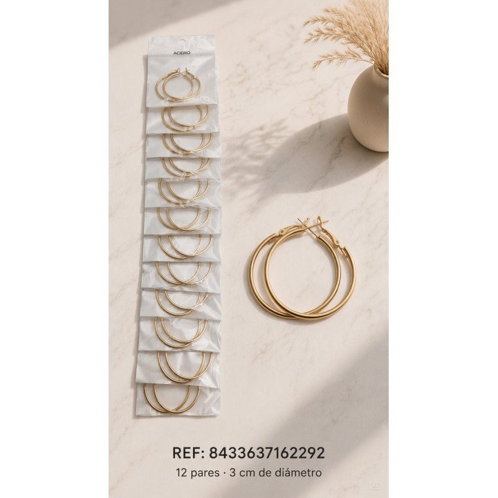PEND.AROS GOLD 3CM ACERO. 12/P NS