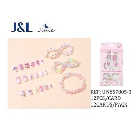 UÑAS POSTIZAS NIÑAS+PULSERA 12/U UN857805-3